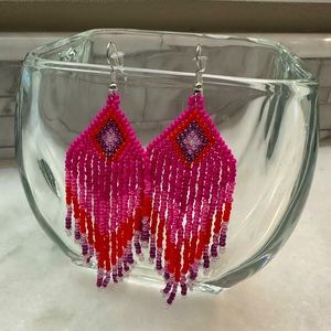NEW pink beaded earrings